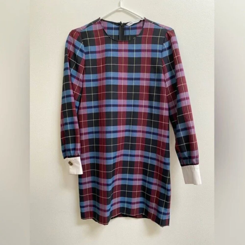 Zara Plaid Printed Mini Dress XS